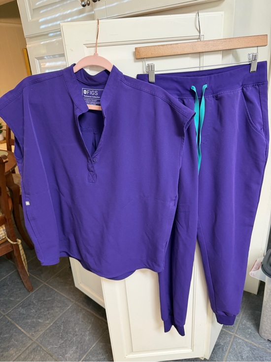 Figs Other - Figs Purple Scrub Top and Jogger Pants with Teal Drawstring